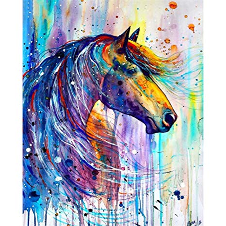 5D Full Drill Diamond Painting Kit, KISSBUTY DIY Diamond Rhinestone Painting Kits for Adults and Beginner Diamond Arts Craft Home Decor, 15.8 X 11.8 Inch (Horse Diamond Painting 2)