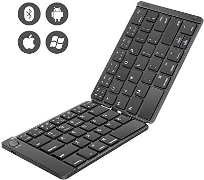 Foldable Keyboard, Number-one Folding Bluetooth Keyboard Ultra Slim Portable Rechargeable Wireless Keyboard Compatible with iOS, Android and Windows Tablets Smartphones Devices - Black