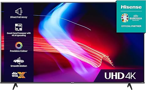 Hisense 65 Inch VIDAA Smart TV 65A6KTUK - Dolby Vision, Pixel Tuning, Voice Remote, Share to TV, and Youtube, Freeview Play, Netflix and Disney (2023 New Model), Black