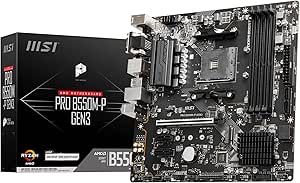 MSI PRO B550M-P GEN3 Motherboard, Micro-ATX, AM4 - AMD Ryzen 5000 Ready - DDR4 Boost 4400 MHz/OC, PCIe 3.0 x16 Slot, 1 x M.2 Gen3 Slot, 1G LAN