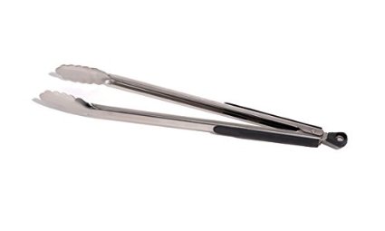 Outset QT20 Stella Stainless-Steel Locking Barbecue Tongs with Soft-Grip Handles
