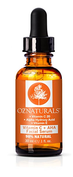 OZ Naturals Vitamin C Serum   AHA For Skin 1 OZ– Anti Aging Anti Wrinkle Serum for All Skin Types Combining Potent Vitamin C with Natural Alpha Hydroxy Acids to Deliver Younger Looking Skin