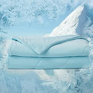 MorroMorn IceyRest Cooling Comforter for Hot Sleepers Night Sweats, Cooling Blankets Quickly Cool Down, Lightweight Blanket Summer Comforter Breathable Soft Smooth, Ice Blue - Twin/Twin XL 68"x90"