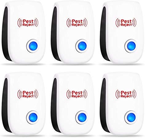 Ultrasonic Pest Repeller 6 Pack [2020 UPGRADED] 100% Safe Electronic Pest Control Ultrasonic Repellent, Indoor Plug in Ultrasonic Pest Repellent for Mice, Cockroach, Spider, Ant, Mosquito, Bug, Insect