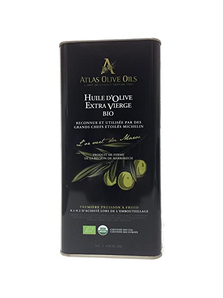Atlas Olive Oils - Organic Extra Virgin Olive Oil (Tin 5 Litres/ 169.07 Fl Oz.)