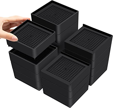 Flechazo Pack of 16 Furniture Bed Risers, 2 or 4 Inch Heavy Duty Adjustable Furniture Risers with Non-Slip Mats for Bed, Desk, Sofa and Table