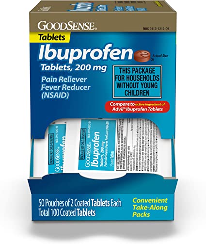 GoodSense Ibuprofen Tablets, 200 mg, Pain Reliever and Fever Reducer, 100 Count