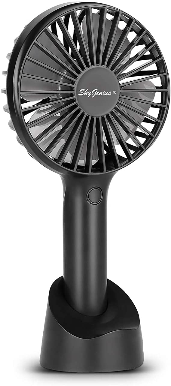 SkyGenius Portable Handheld Fan, 2600mAh Rechargeable Battery/USB Operated Mini Cooling Fan for Home Office Outdoors Travel(Black)