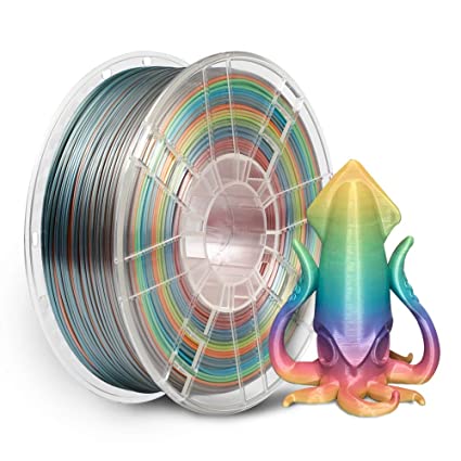 PLA Silk Rainbow Filament 1.75mm, Vacuum Sealed Multicolor Gradient Silk 3D Printer Filament 1.75, Shiny Silk 1.75 PLA Filament, 1KG(2.2LBS)/Spool & Rainbow Silk PLA