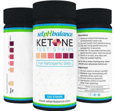 Urinalysis Test Strips, Ketone Strips for Use in Ketogenic, Paleo, and Atkins Diet, 99% Accuracy, Suitable for Diabetics
