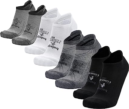 Balega Hidden Comfort No-show, Heel Tab, Running Socks for Men and Women (4 Pairs, White & Black, Charcoal & Gray)