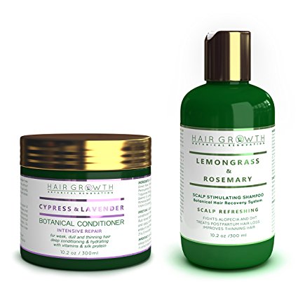 Gift Wrap   Box 2 PC Value Set: Anti- DHT and Alopecia Prevention. Lab Formulated Lemongrass Rosemary Sls-Free Organic Shampoo 10.2 Oz   Intensive Conditioner Cypress-Lavender 10.2 Oz