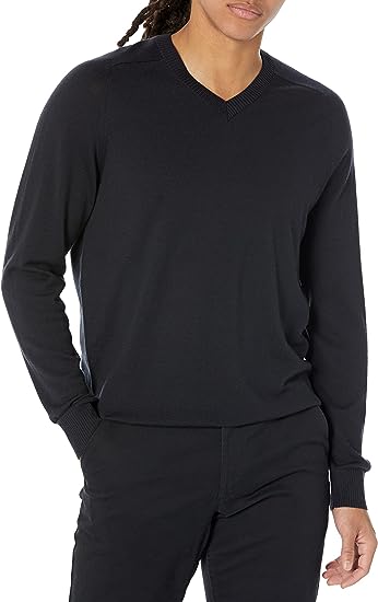 Amazon Essentials Men's Regular-Fit Merino Wool V-Neck Sweater (Available in Tall) (Previously Amazon Aware)
