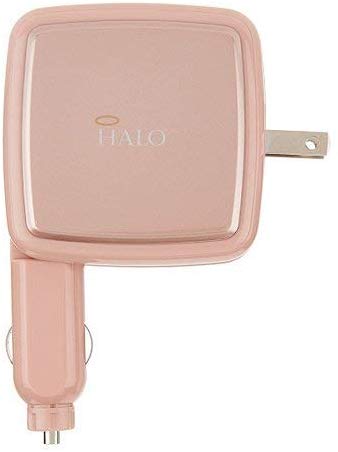 HALO Portable Phone Charger Power Cube 3000mAh - High Speed USB Port Battery Charger and Car Adapter, Rose Gold