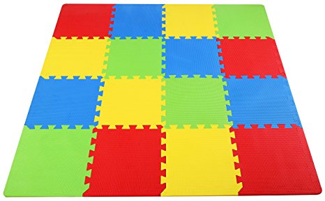 BalanceFrom Kid's Puzzle Exercise Play Mat with High Quality EVA Foam Interlocking Tiles, Multi Color