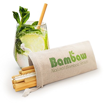 Reusable Bamboo Drinking Straws | Reusable straw | Strong & Durable | Cocktail straws | biodegradable straws | Eco Friendly Straws | BPA free |Dishwasher Safe | 12 Straws | Straw Bag | Bambaw