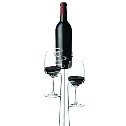 Picnic Stix Wine Glass and Bottle Holders in Stainless Steel by True