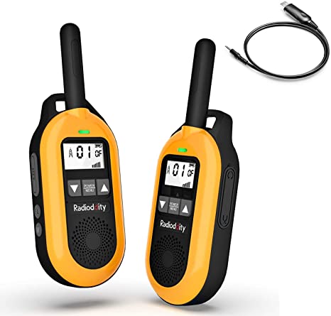 Radioddity FS-T2 Mini FRS Walkie Talkies NOAA Long Range Two Way Radio with VOX, CTCSS/DCS Tones, 22 Channels, Earpiece Mic   Programming Cable, Perfect for Family and Outdoor