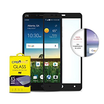 [ZTE Blade X Max] Black Tempered Glass Screen Protector [CaselandUSA][Full Coverage] Screen Guard, 9H Hardness, HD Clarity, Anti-Scratch & Bubble Free [Easy Installation]