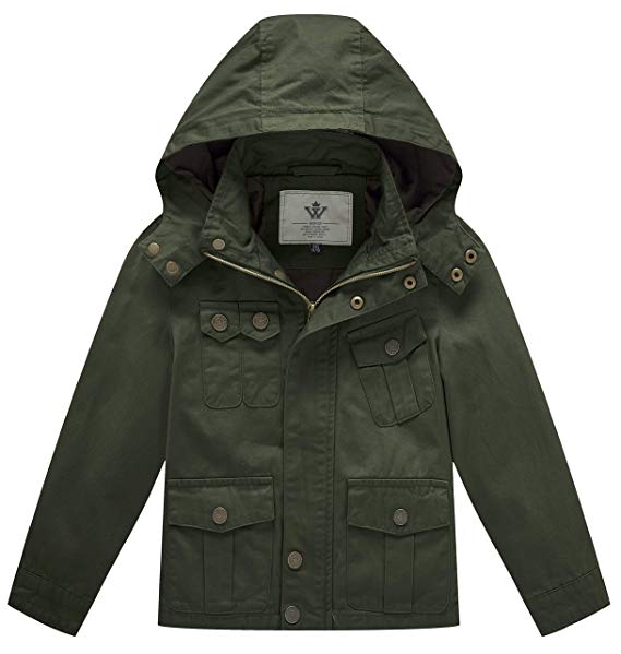 WenVen Boy's & Girl's Cotton Jackets with Removable Hood