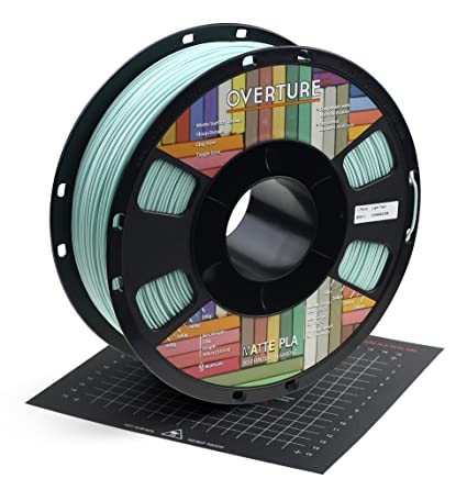 OVERTURE PLA Matte Filament 1.75mm with 3D Printer Build Surface 200mm x 200mm, Matte PLA Roll 1kg Spool (2.2lbs), Dimensional Accuracy  /- 0.05 mm, Fit Most FDM Printer (Light Teal)