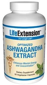 Life Extenson Ashwagandha Extract Veg Capsules, 60-Count, 60ct