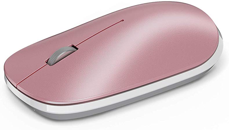 OMOTON Bluetooth Mouse for iPad and iPhone (iPadOS 13 / iOS 13 and Above), Ultra-Thin Wireless Mouse Compatible with Bluetooth Enabled Computer, Laptop, PC, Notebook, and Mac Series, Rose Gold