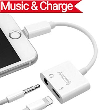 Lighting Adapter,Lightnig to 3.5mm Audio Adapter  Charger Adapter for Phone 7/7Plus Phone 8/8Plus Phone X Headset Headphone.2 in1 Lightnig Jack to 3.5mm Headphone Adapter for Phone 7.Headphone Audio Splitter and Charging Adaptor (Support Audio   Charge   Wireless Control Compatible iOS 10.3/11.4 or Later)-White