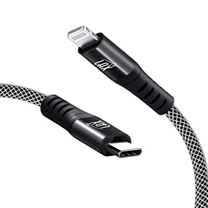 LAX USB C to Lightning Cable - [Apple MFi Certified] Fast Charging Braided Cord, Compatible with iPhone X/XS/XR/XS MAX/8/8 Plus, iPad (2-Pack:1Feet, Black)
