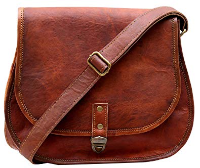 Women Vintage Style Genuine Brown Leather Crossbody Shoulder Bag Handmade Purse