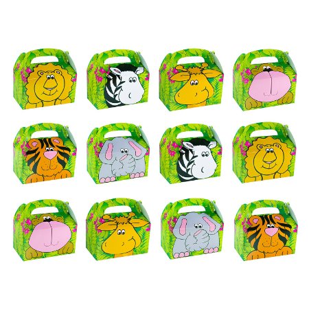 Safari Zoo Animals Treat Gift Boxes Birthday Party Favor Jungle Theme 12 Pack By Super Z Outlet