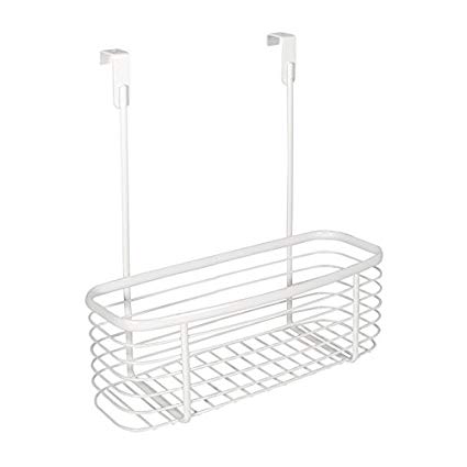 InterDesign Axis Over the Cabinet Kitchen Storage Organizer Basket for Aluminum Foil, Sandwich Bags, Cleaning Supplies - Small, White