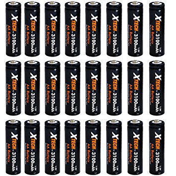 Xtech AA Ultra High-Capacity 3100mah Ni-MH Rechargeable Batteries (24 pack)