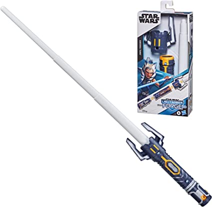 Star Wars Lightsaber Forge Ahsoka Tano Extendable White Lightsaber Toy, Customizable Roleplay Toy for Kids Ages 4 and Up