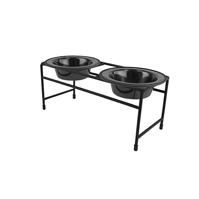 Platinum Pets CDDS8BCH Cat Double Diner Stand with 2 8-Ounce Rimmed Bowls