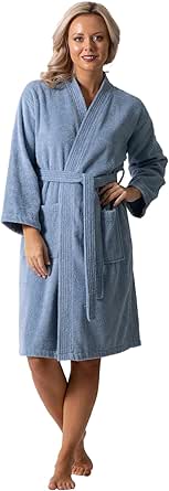 Luxurious Turkish Terry Kimono Collar Super-Soft Terry Absorbent Bathrobes for Women