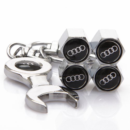 D&R Wrench Keychain Chrome Tire Valve Stem Caps for Audi