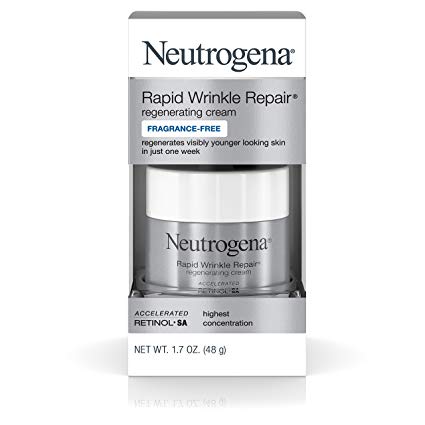 Neutrogena Rapid Wrinkle Repair Fragrance Free Moisturizing Anti-Wrinkle Retinol Cream with Hyaluronic Acid for Face & Neck, 1.7 oz