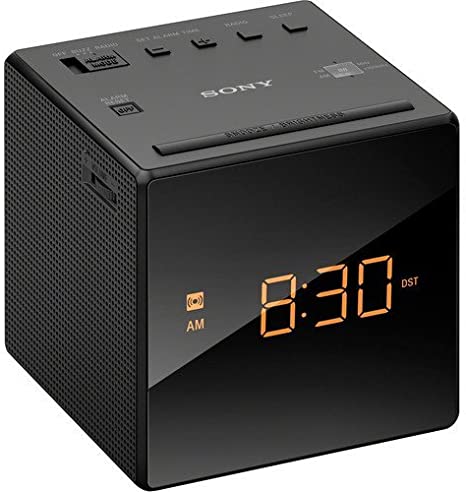 Sony Compact AM/FM Alarm Clock Radio with Easy to Read, Backlit LCD Display, Battery Back-Up, Adjustable Brightness Control, Programmable Sleep Timer, Daylights Savings Time Adjustment, Black Finish