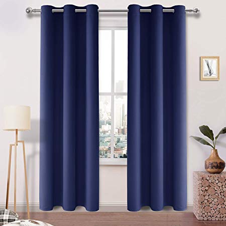 DWCN Navy Blue Thick Blackout Curtain Room Darkening Thermal Insulated Privacy Grommet Window Drapery Panel for Living Room, 42x84 Inch,1Panel