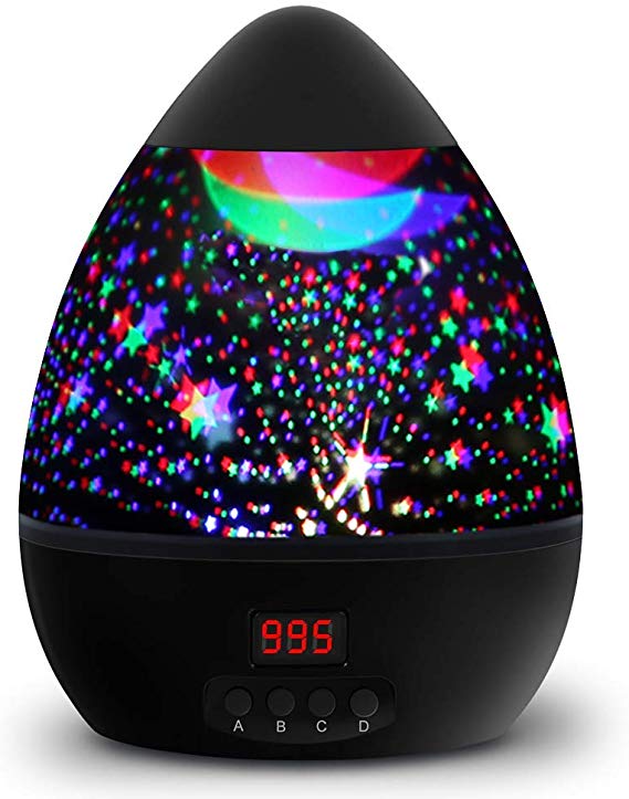 Star Sky Night Light, 360-Degree Rotating Star Projector, LBell Newest 8 Light Colors Romantic Room Cosmos Lamp with LED Timer Auto-Shut Desk Lamp for Kids Baby Bedroom, Christmas Gift(Black)