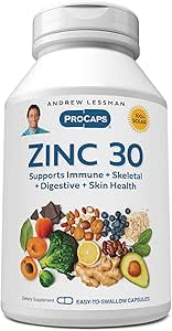 Andrew Lessman Zinc 30 – 60 Capsules – Highly absorbable Zinc Citrate. Supports Immune, Skeletal, Digestive and Skin Health. Small Easy to Swallow Capsules. No Additives