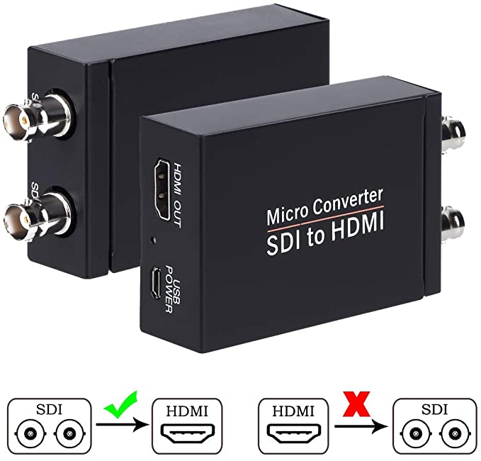 SDI to HDMI Converter, SDI to HDMI Audio De-embedder Support 3G-SDI, HD-SDI, SD-SDI Auto Format Detection and Stereo Audio De-embedder, SDI Loopout (Black)