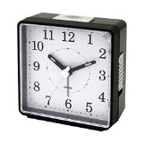 Impecca Non Ticking Compact Alarm Clock Light and Snooze Black