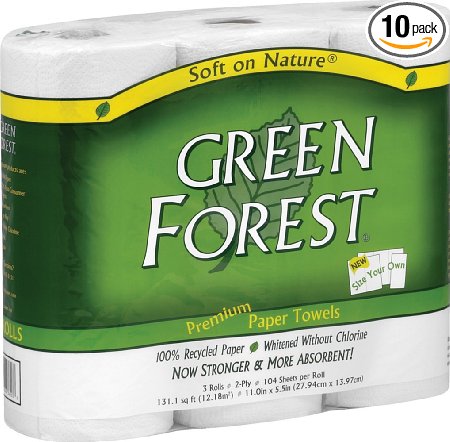 Green Forest Size Your Own Towels, White, 3 Count (Pack of 10)