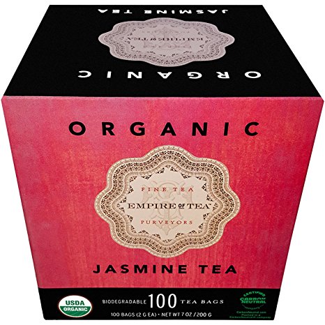 Empire of Tea USDA Organic Jasmine Individually Wrapped Bulk Tea Bags, 100 Count