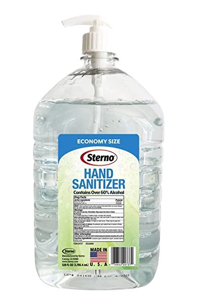STERNO 66% Alcohol Gel Hand Sanitizer Made in USA, Bulk Gallon with Pump – Fragrance Free