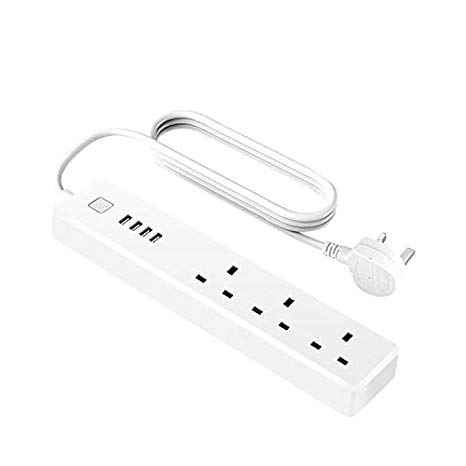 Smart Wifi Power Strip Meross Surge Protector, Remote Voice control Compatible with Amazon Alexa Google Assistant IFTTT 3 AC oulets 4 USB ports Timer Function