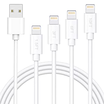 iPhone Charger Cord, Sundix [Apple MFi Certified] Lightning Cable 4Pack 1.5/3/6/10FT iPhone Charger Cables Fast Charging Data Transfer Cords for iPhone 13/12/Pro Max /11/XS/Max/XR/X/8