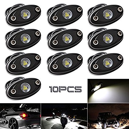 LEDMIRCY LED Rock Lights White Kit for JEEP Off Road Truck Auto Car Boat ATV SUV Waterproof High Power Underbody Glow Neon Trail Rig Lights Underglow Lights Shockproof(Pack of 10,White)